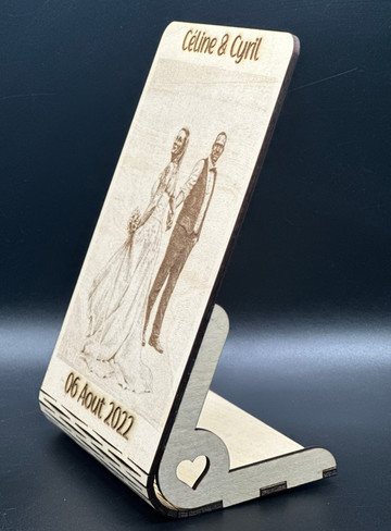 Photo gravée sur bois – souvenir à poser (socle intégré)
