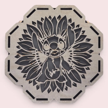 Veilleuse en bois personnalisable Stitch – lampe LED gravée