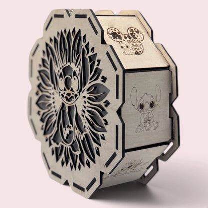 Veilleuse en bois personnalisable Stitch – lampe LED gravée