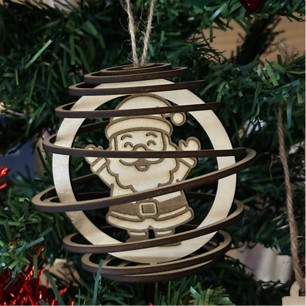 Boule de Noël spirales en bois, à personnaliser 🌟