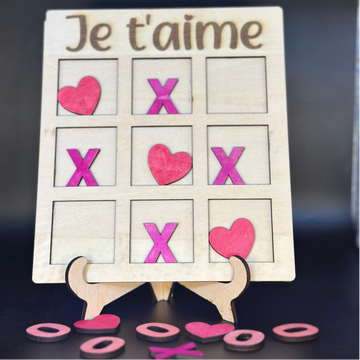 Morpion en bois “Je t’aime” – Jeu & déco — Morpion d'amour