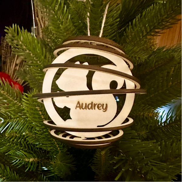 Boule de Noël spirales en bois, à personnaliser 🌟