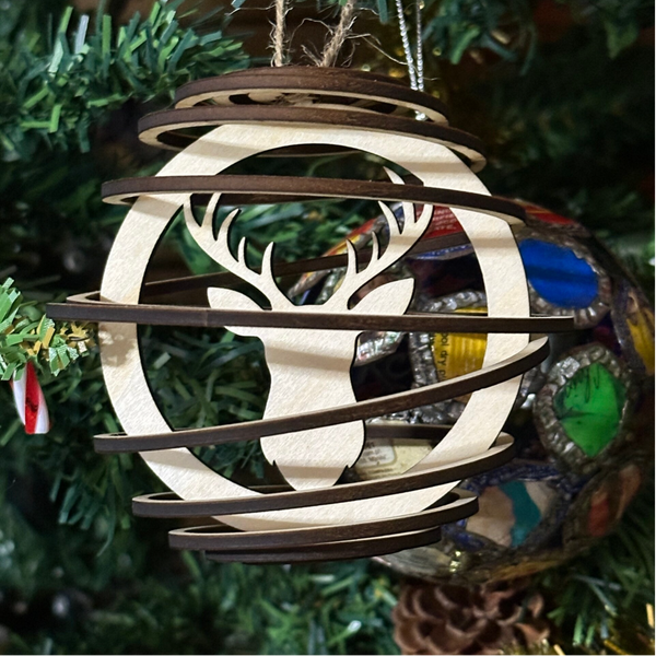 Boule de Noël spirales en bois, à personnaliser 🌟