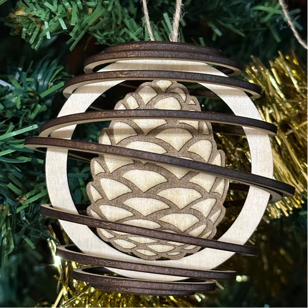 Boule de Noël spirales en bois, à personnaliser 🌟