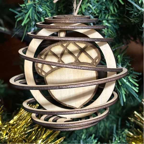 Boule de Noël spirales en bois, à personnaliser 🌟