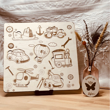 Puzzle en bois - Thème véhicules