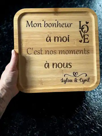 Plateau en bambou personnalisé – “Mon bonheur à moi”